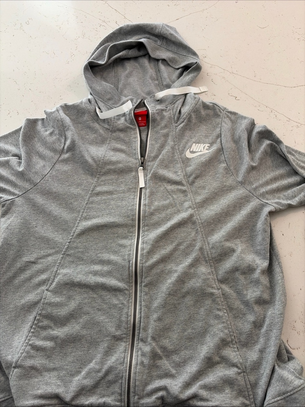 Nike Gray Full-Zip Hooded Sweatshirt with White Logo